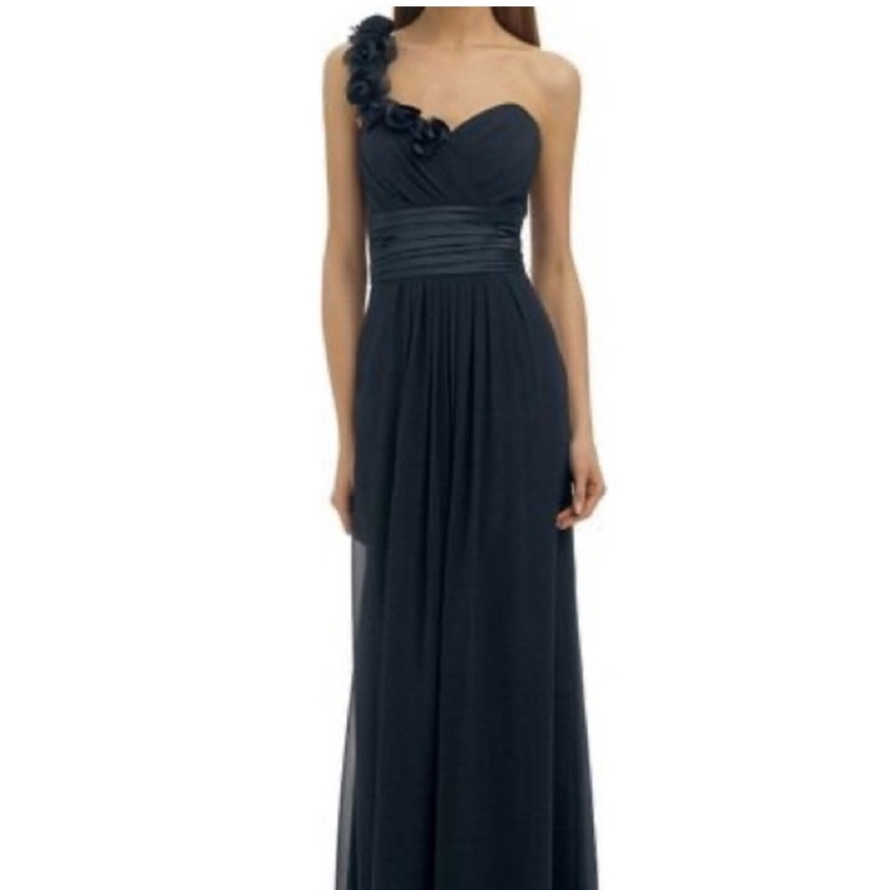 Bill Levkoff One Shoulder Navy Dress